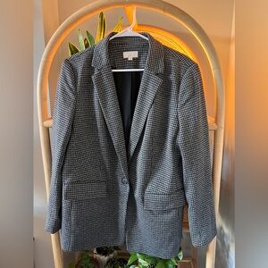loft blazer dark gray and black houndstooth